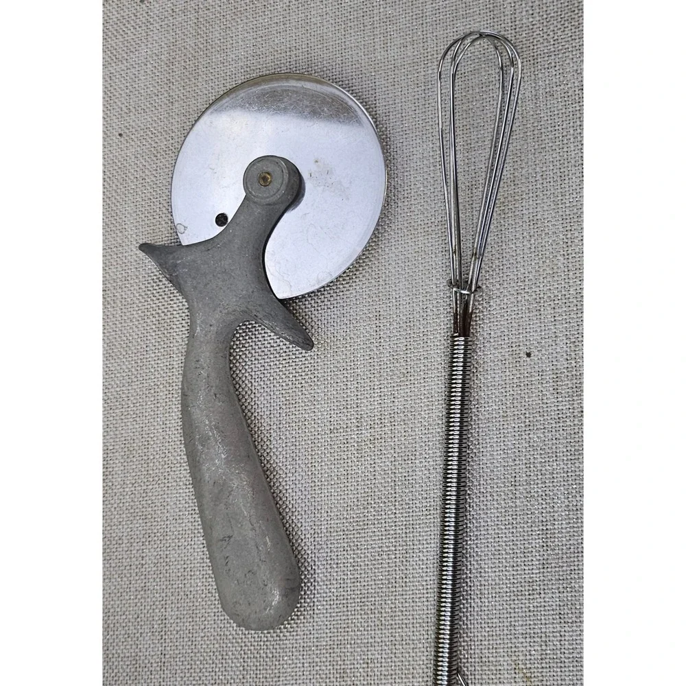 Vintage Aluminum Kitchen Tool Lot 8pc Juicer Apple Slicer Nutcracker Whisk Retro